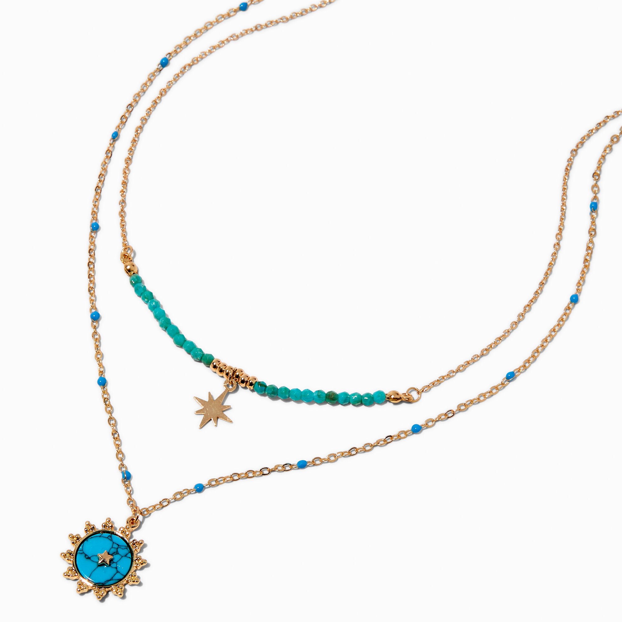 View Claires Sunburst GoldTone MultiStrand Necklace Turquoise information