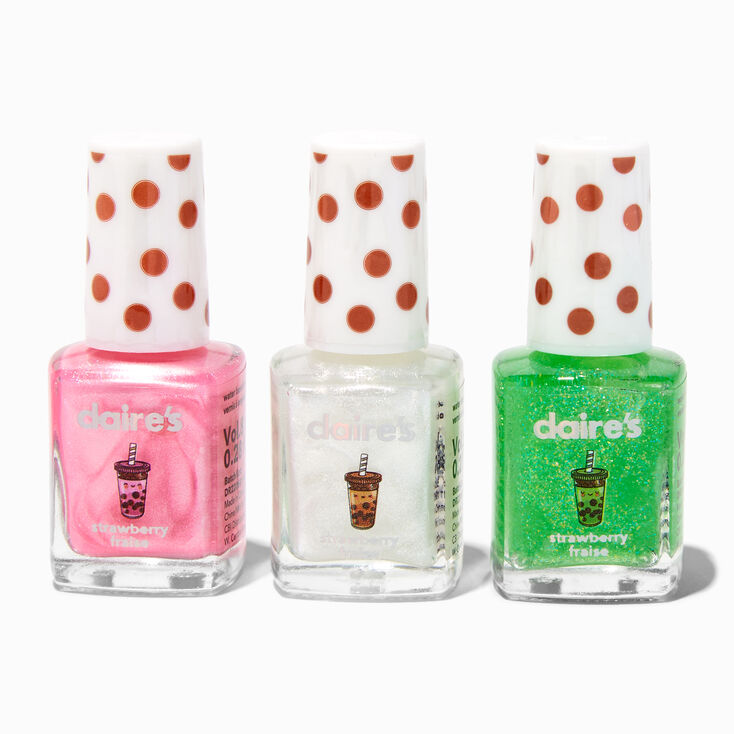 Boba Tea Glitter Nail Polish Set - 3 Pack,