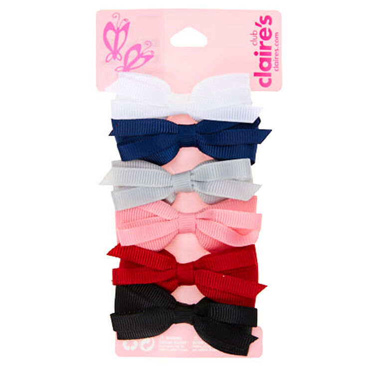 Claire S Club Hair Bow Clips 6 Pack Claire S