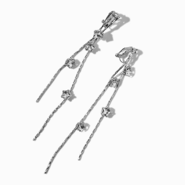 Pendantes &agrave; clip 8&nbsp;cm lin&eacute;aires &eacute;toile couleur argent&eacute;e,