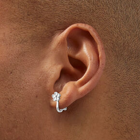 White Flower Silver-tone Clip-On Stud Earrings,