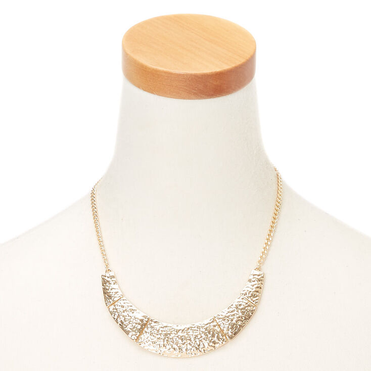Hammered Gold Bib Statement Necklace,