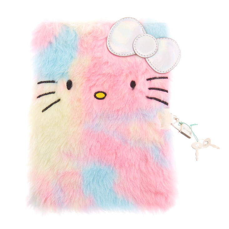 Claire's Carnet à cadenas arc-en-ciel pastel en fausse fourrure Hello Kitty®