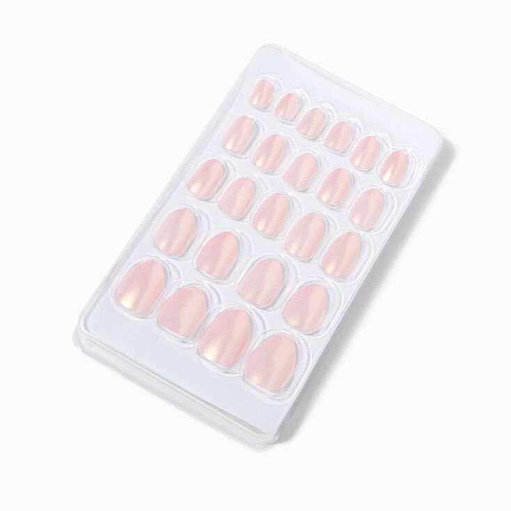 Nude Chrome Stiletto Press On Vegan Faux Nail Set - 24 Pack | Claire's US