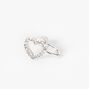 Silver Embellished Rhinestone Heart Ear Cuff,