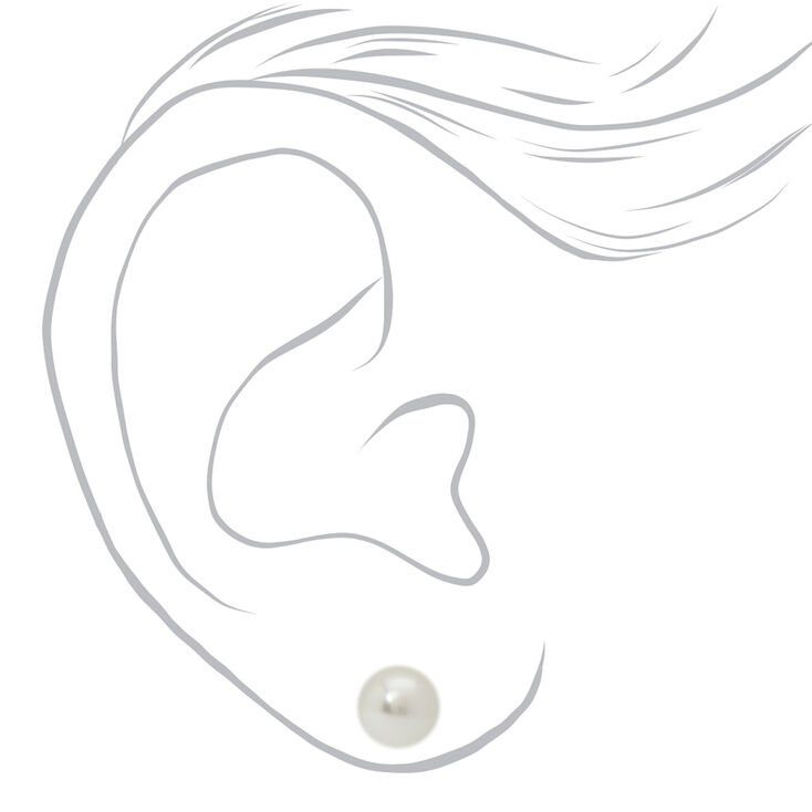 Barrettes et clous d&rsquo;oreilles avec perles d&#39;imitation couleur argent&eacute;e - Lot de 4,