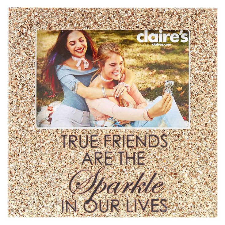 Claire's Cadre photo « True Friends » à paillettes couleur doré rose