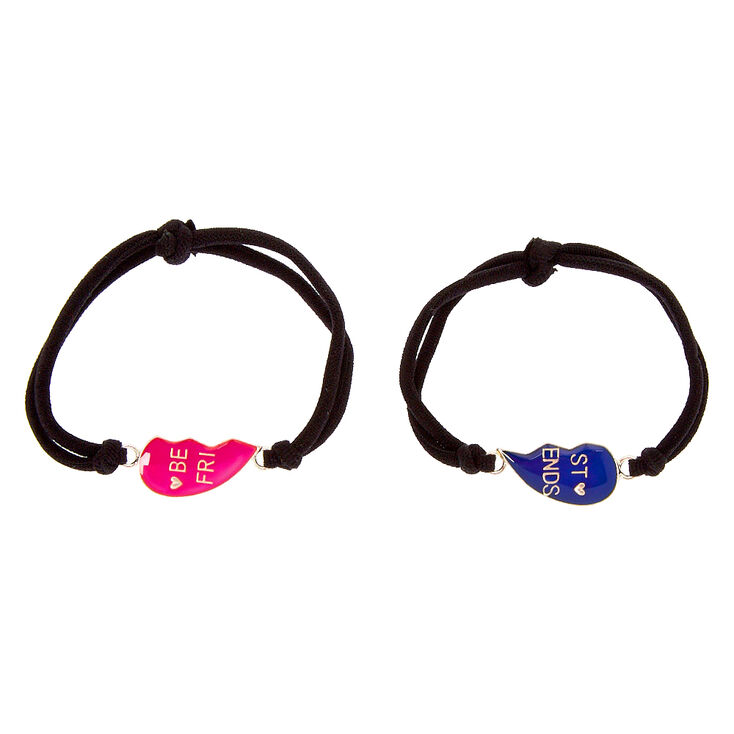 Bracelets d&rsquo;humeur et d&#39;amiti&eacute; &eacute;lastiques avec c&oelig;ur - Lot de 2,