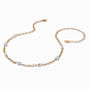 Gold-tone Pearl Station Chain Necklace,