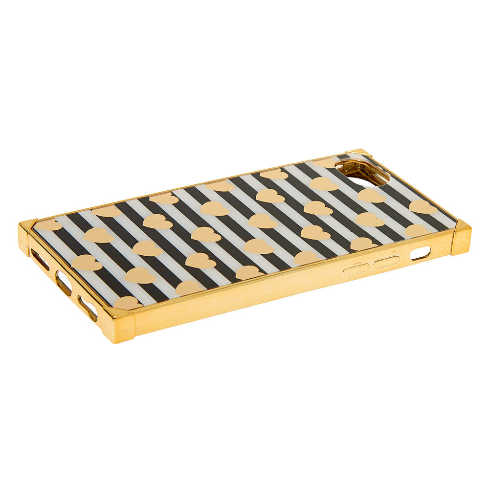 Striped Heart Square Phone Case - Fits iPhone 6/7/8/SE,