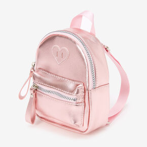 Claire&#39;s Club Metallic Heart Mini Backpack - Pink,