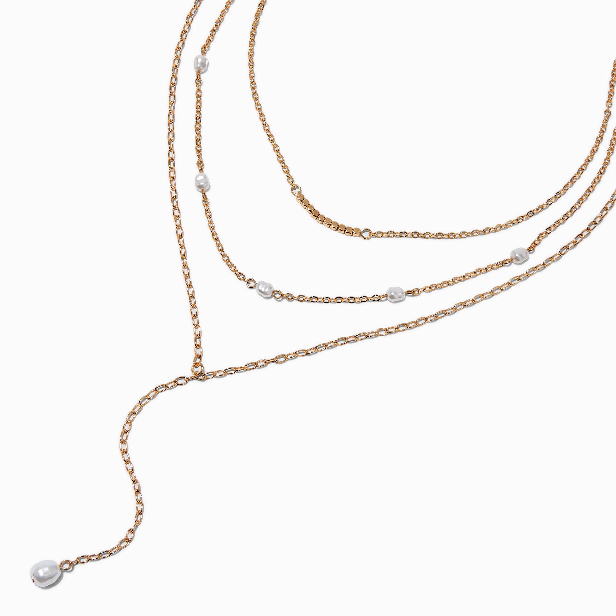View Claires Tone Pearl YNeck MultiStrand Necklace Gold information