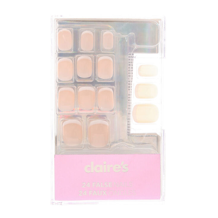 Lot de 24&nbsp;faux ongles naturels style French manucure,