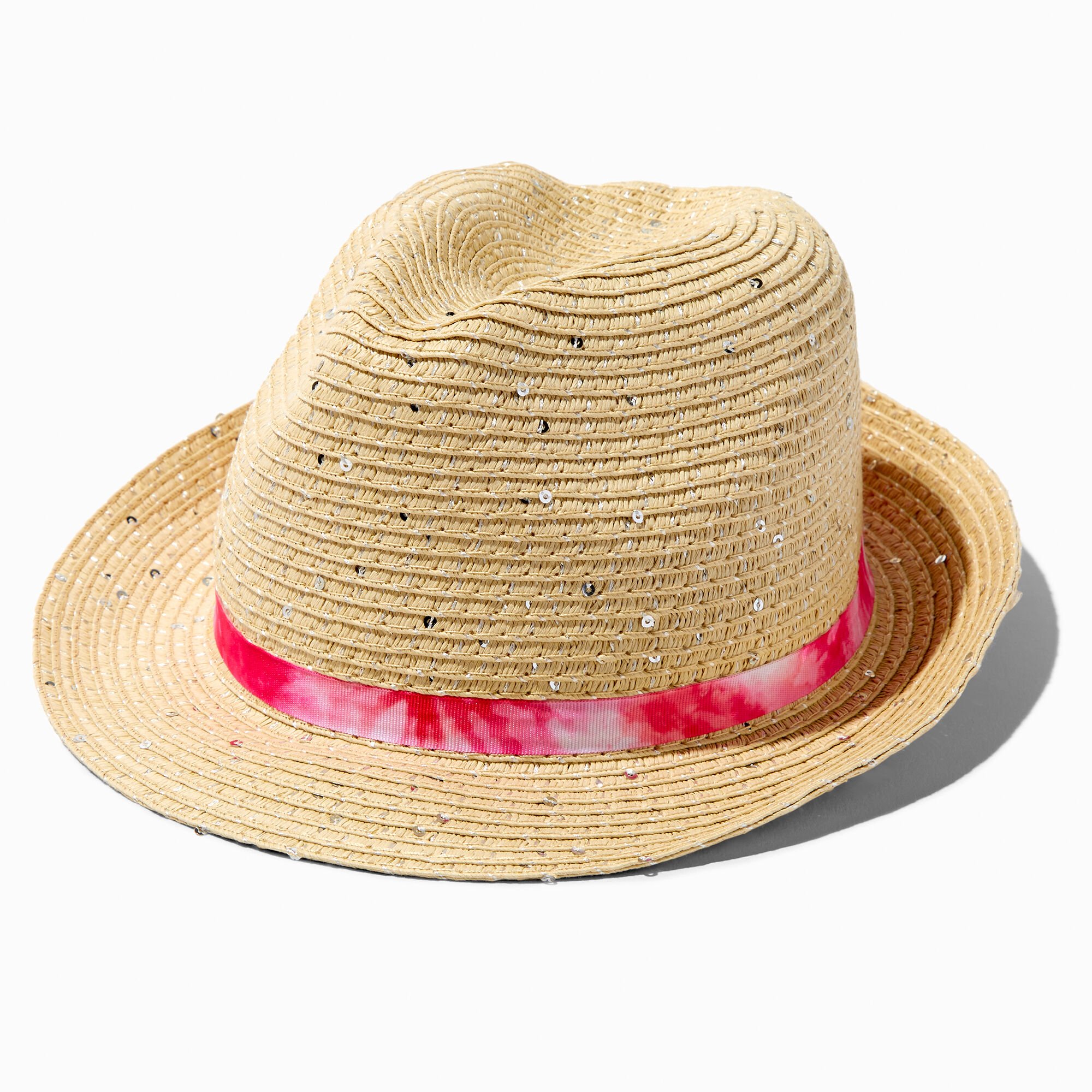 Claire's Club Pink Tie Dye Ribbon Fedora Hat