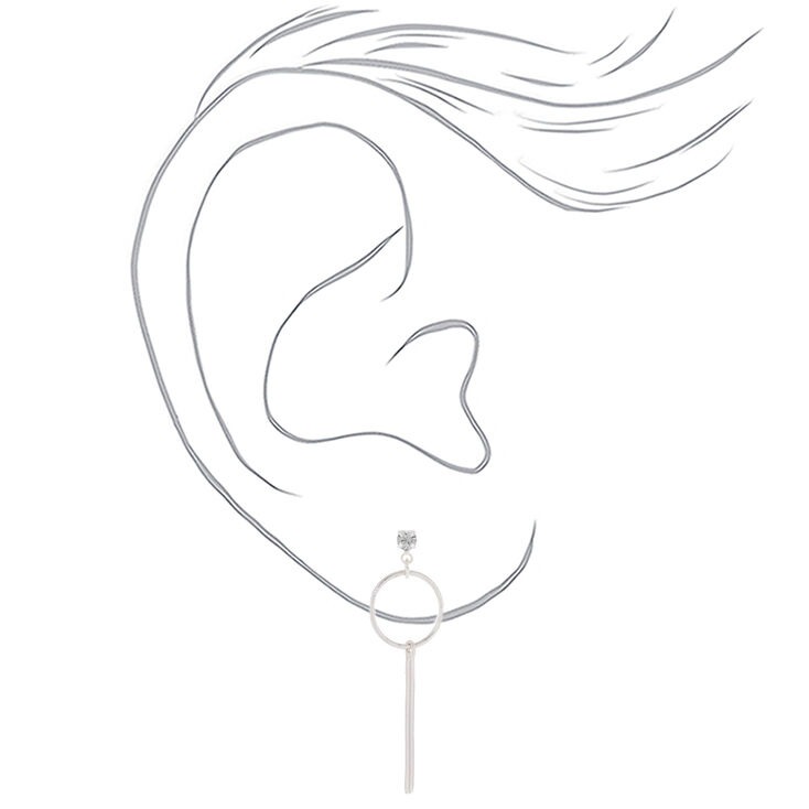 Silver Delicate Geometric Stud Earrings - 6 Pack,