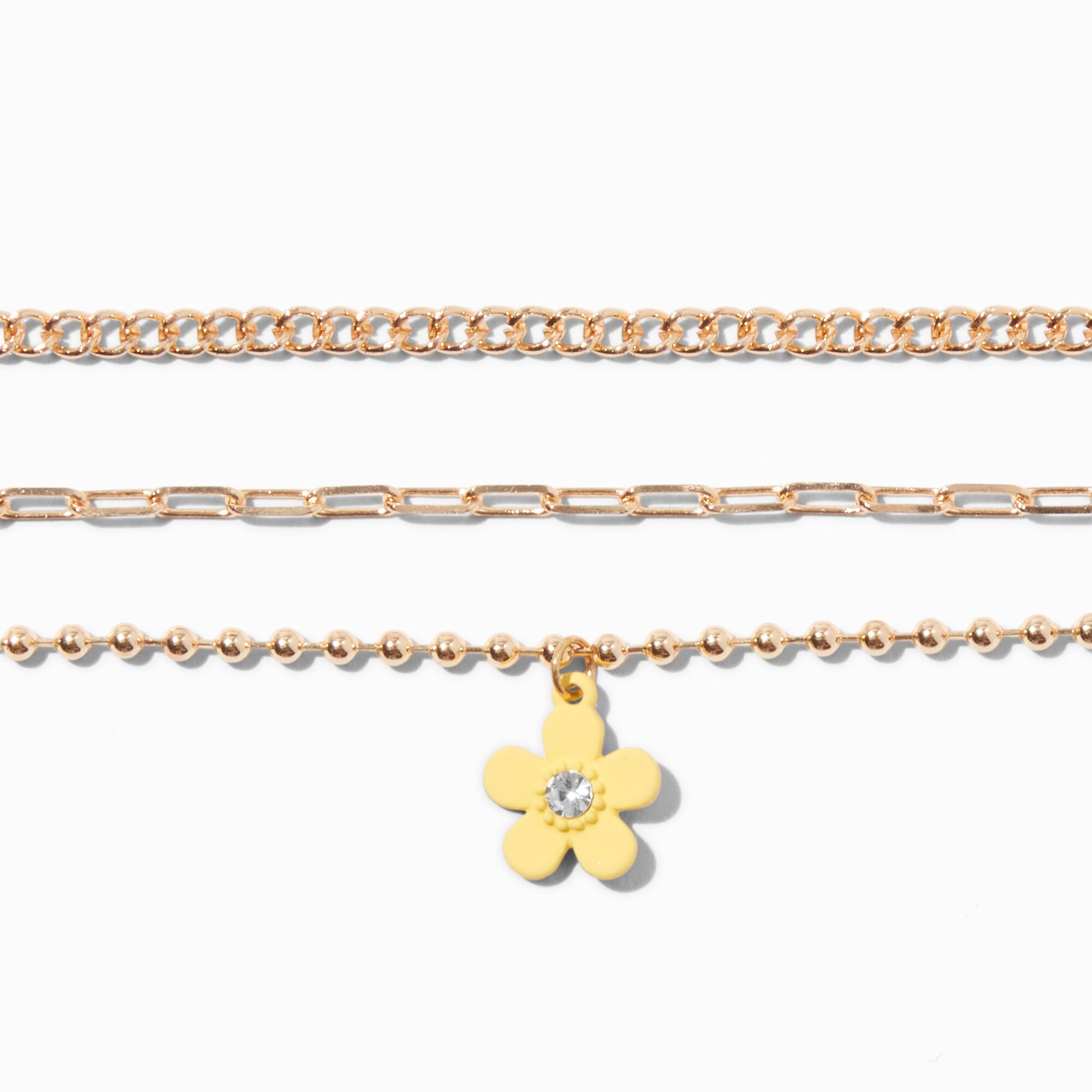 Matte Pastel Flower Gold-tone Bracelet Set - 4 Pack,