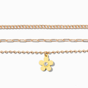 Matte Pastel Flower Gold-tone Bracelet Set - 4 Pack,