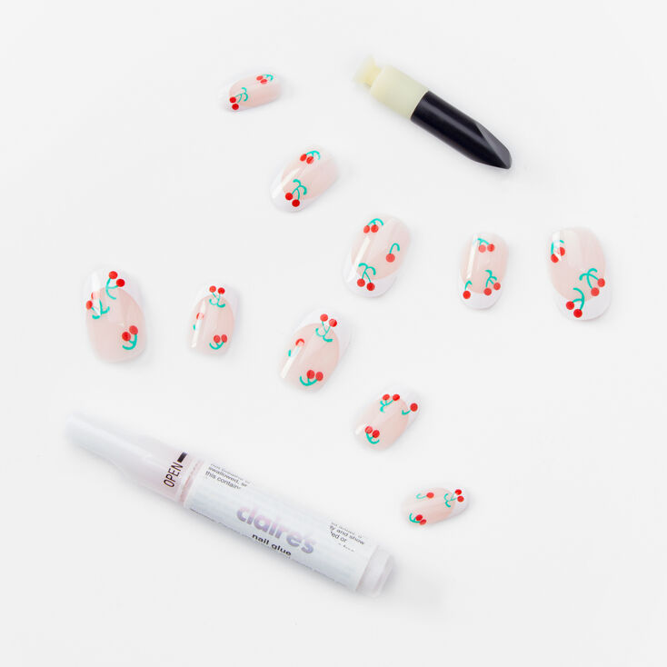 Cherry French Manicure Almond Vegan Faux Nail Set &#40;24 Pack&#41;,