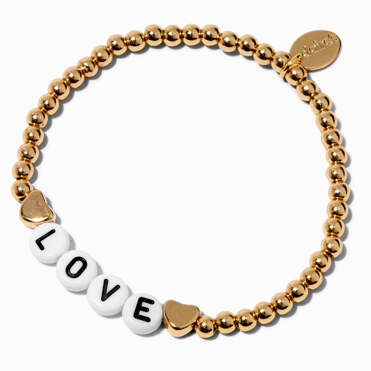 &#39;&#39;Lover&#39;&#39; Gold-tone Beaded Stretch Bracelet ,