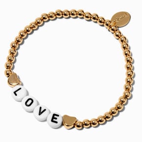 Lover Gold-tone Beaded Stretch Bracelet ,
