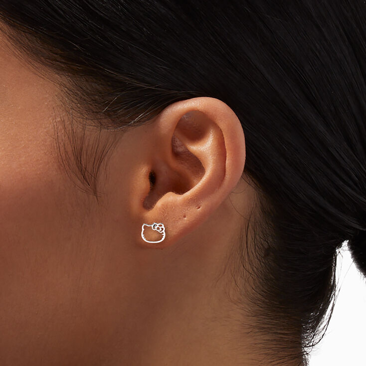 Sterling Silver Hello Kitty&reg; Cutout Stud Earrings,