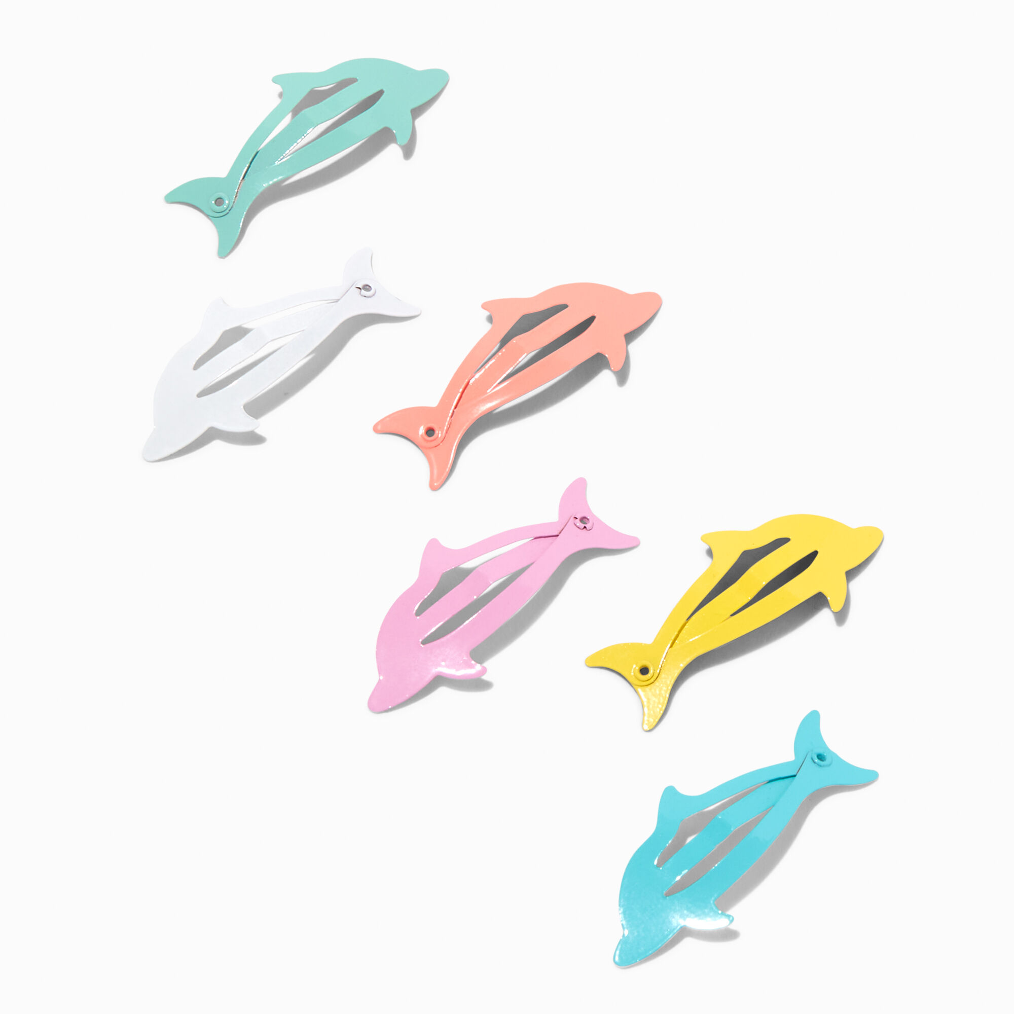Claire's Club Glitter Sea Dolphin Shape Snap Hair Clips - 6 Pack,