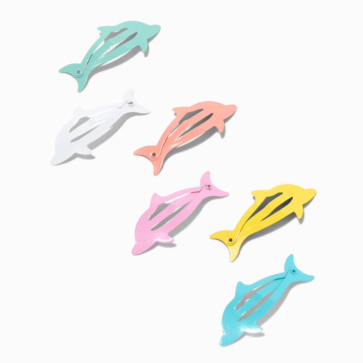 Claire&#39;s Club Glitter Sea Dolphin Shape Snap Hair Clips - 6 Pack,