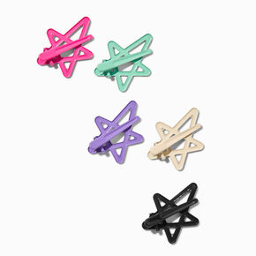 Neon Star Snap Hair Clips - 5 Pack,