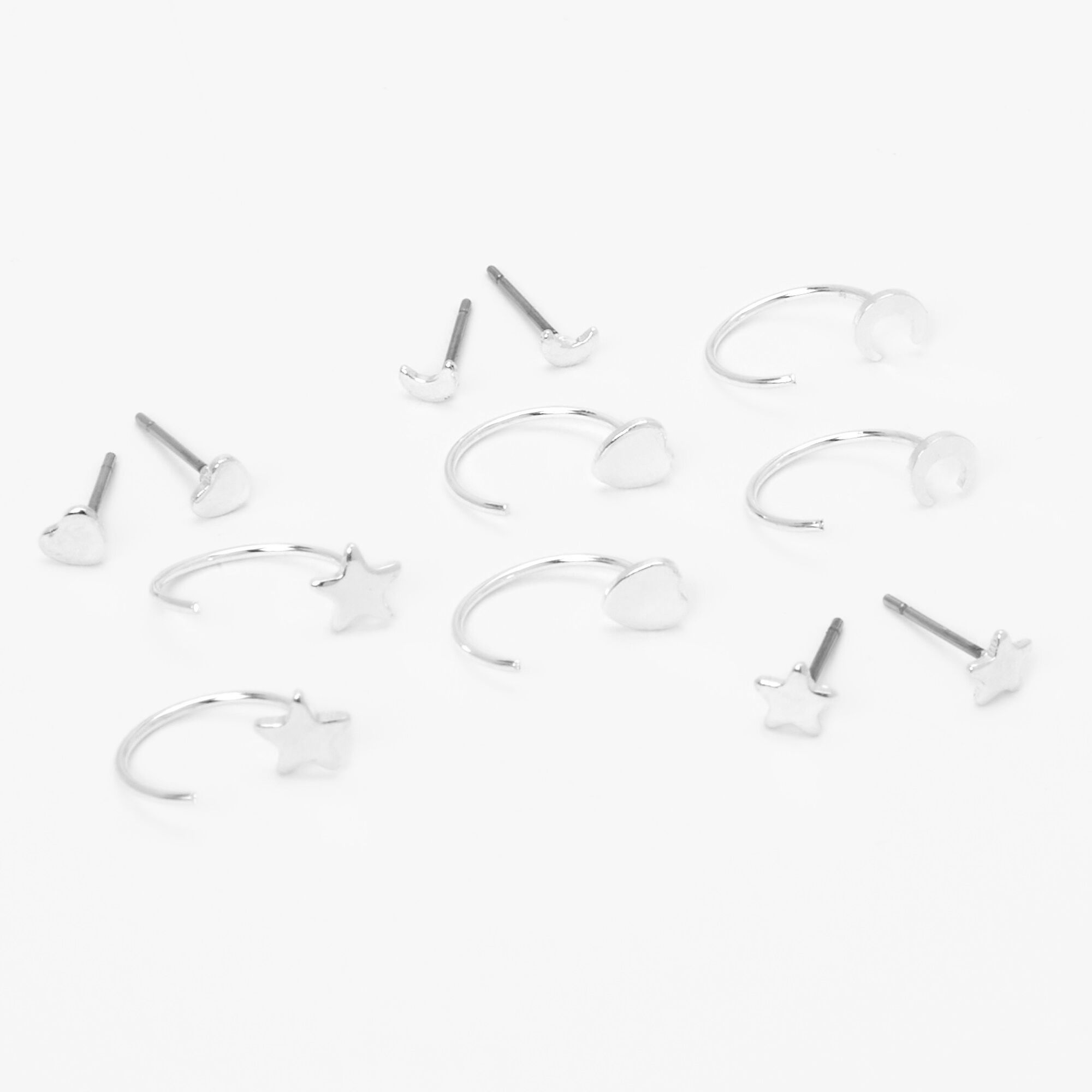 Silver Celestial Novelty Nose Studs - 6 Pack,