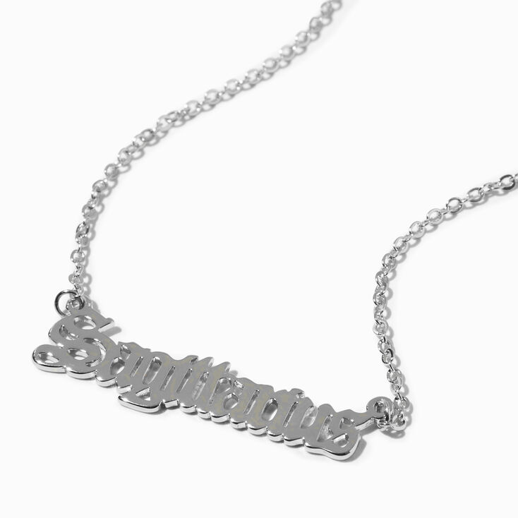 Silver Gothic Zodiac Pendant Necklace - Sagittarius,