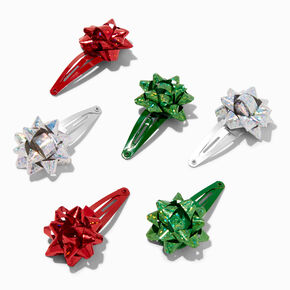 Christmas Gift Bow Snap Hair Clips - 6 Pack,