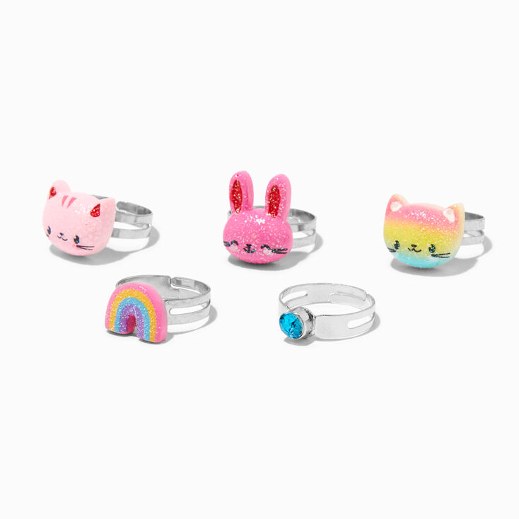 Bagues dans un coffret lapin couleur argent&eacute;e Claire&#39;s&nbsp;Club - Lot de 5,