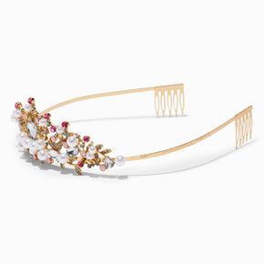 Claire&#39;s Club Pink Pearl Gold Tiara,