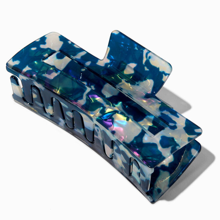 Blue Tortoiseshell Rectangular Hair Claw,