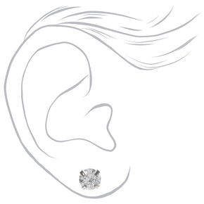 Clous d&#39;oreilles ronds avec strass en zircon cubique d&#39;imitation couleur argent&eacute;e - 3&nbsp;mm, 4&nbsp;mm, 6&nbsp;mm,
