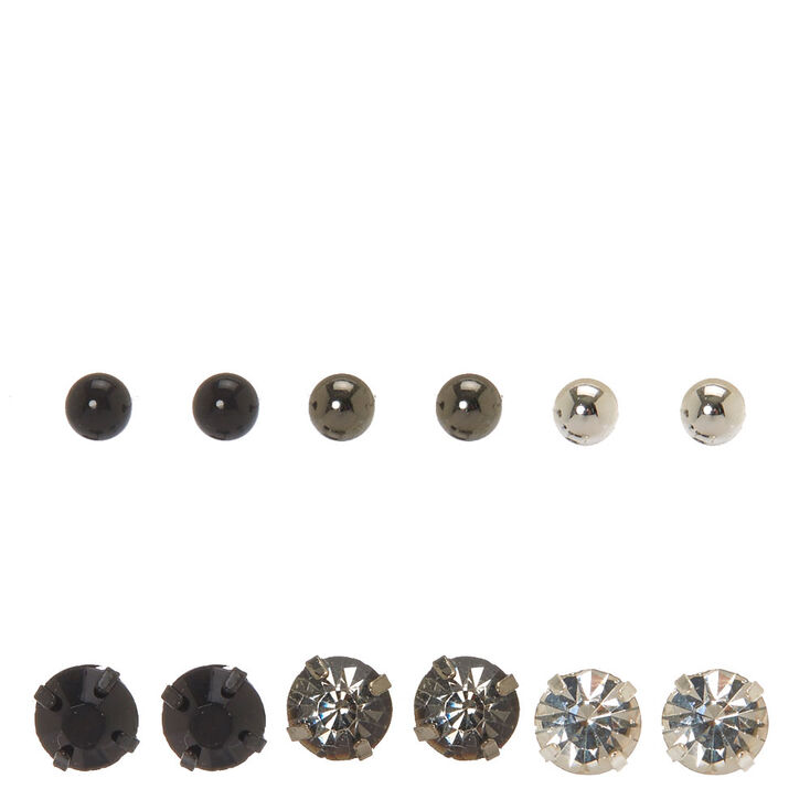 Claire's Clous d'oreilles boules et strass en métaux assortis