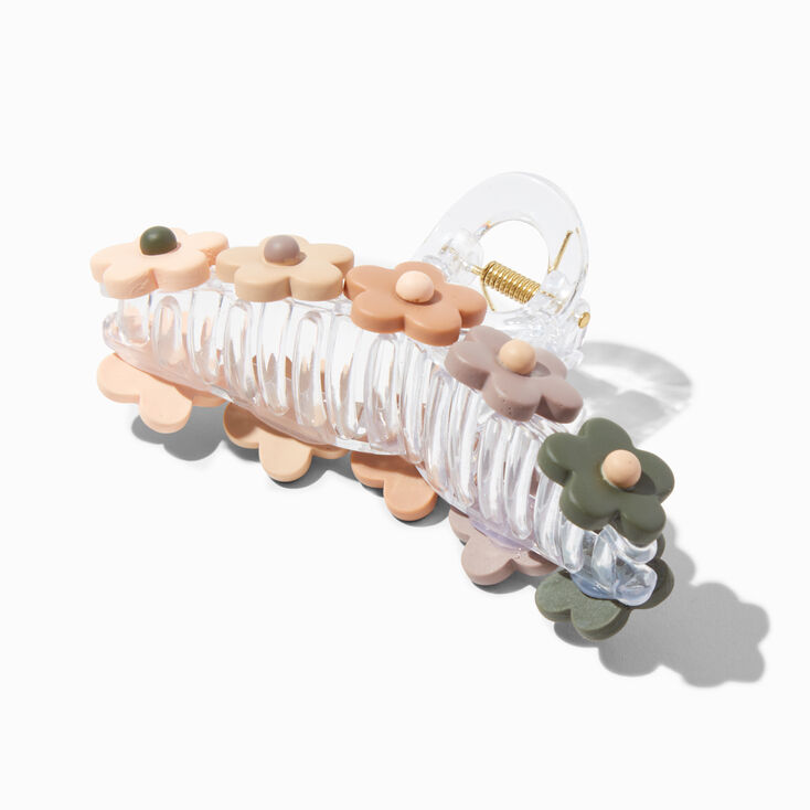 Large Clear Neutral Tone Daisy Hair Claw,