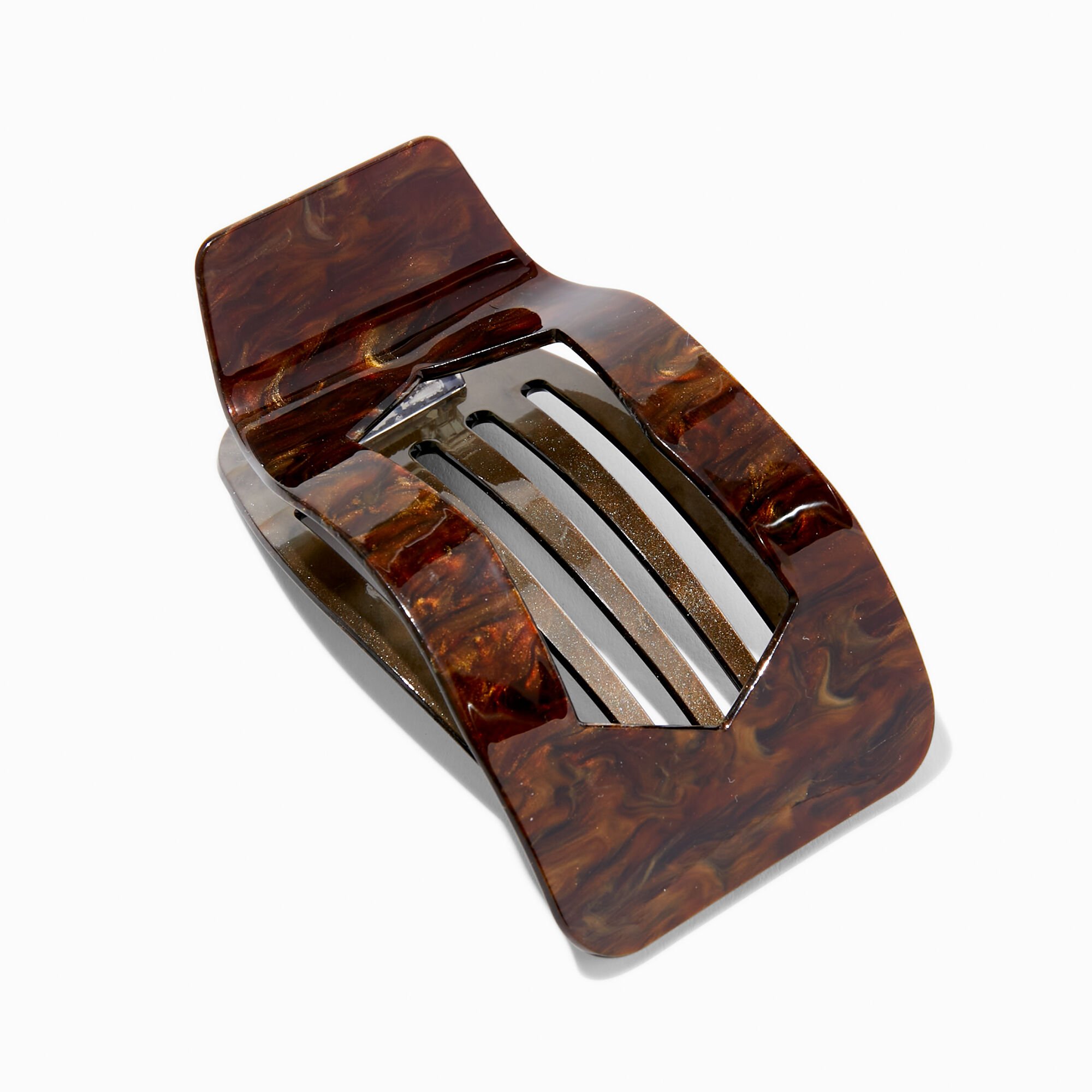 Brown Pearlized Marble Yoga Hair Claw,