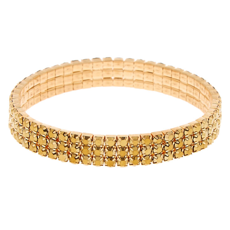 Gold Rhinestone Stretch Bracelet | Claire's US