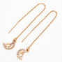 Gold 2.5&quot; Star Crescent Moon Threader Drop Earrings,