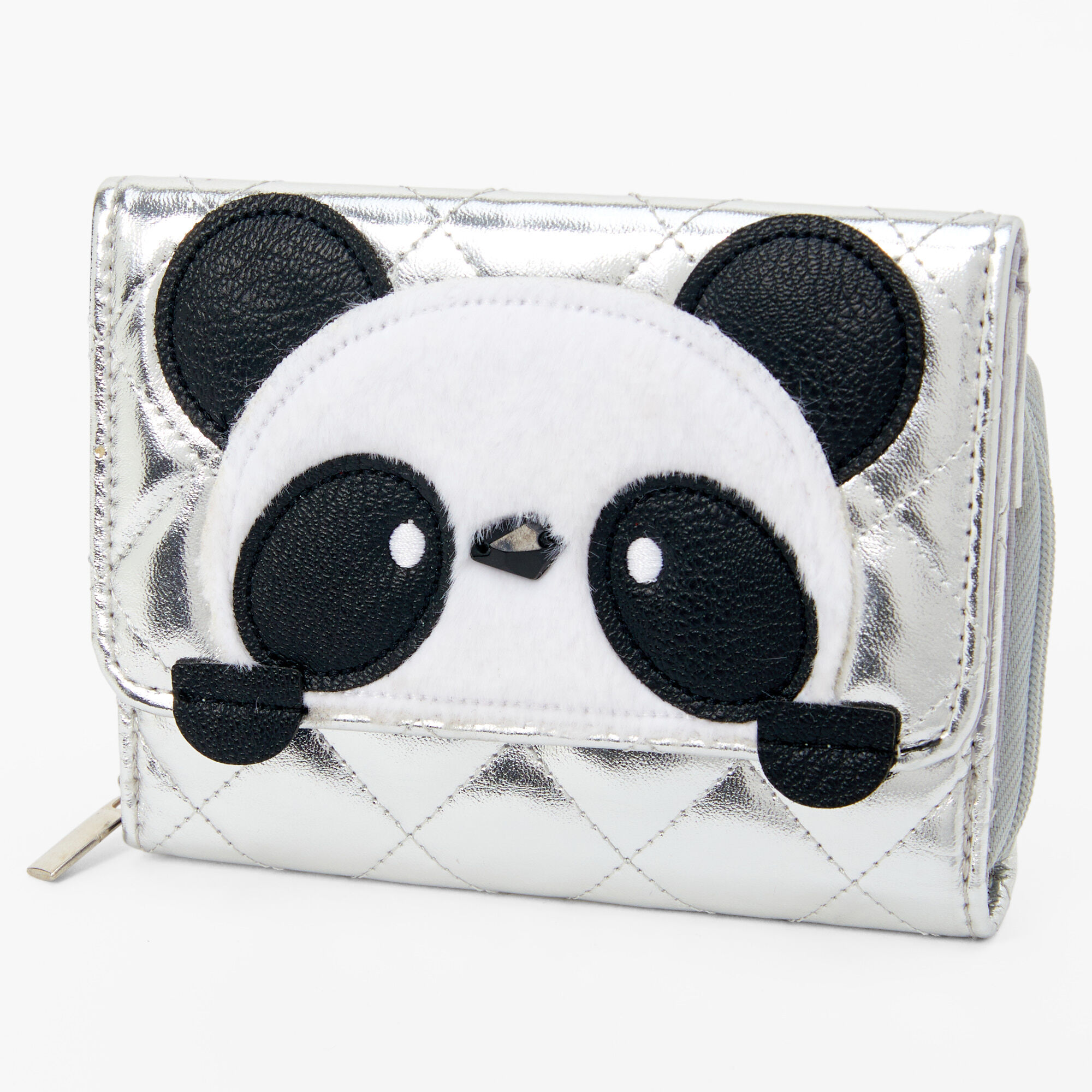 Claire's Porte-monnaie holographiques 3D panda - Couleur argentée
