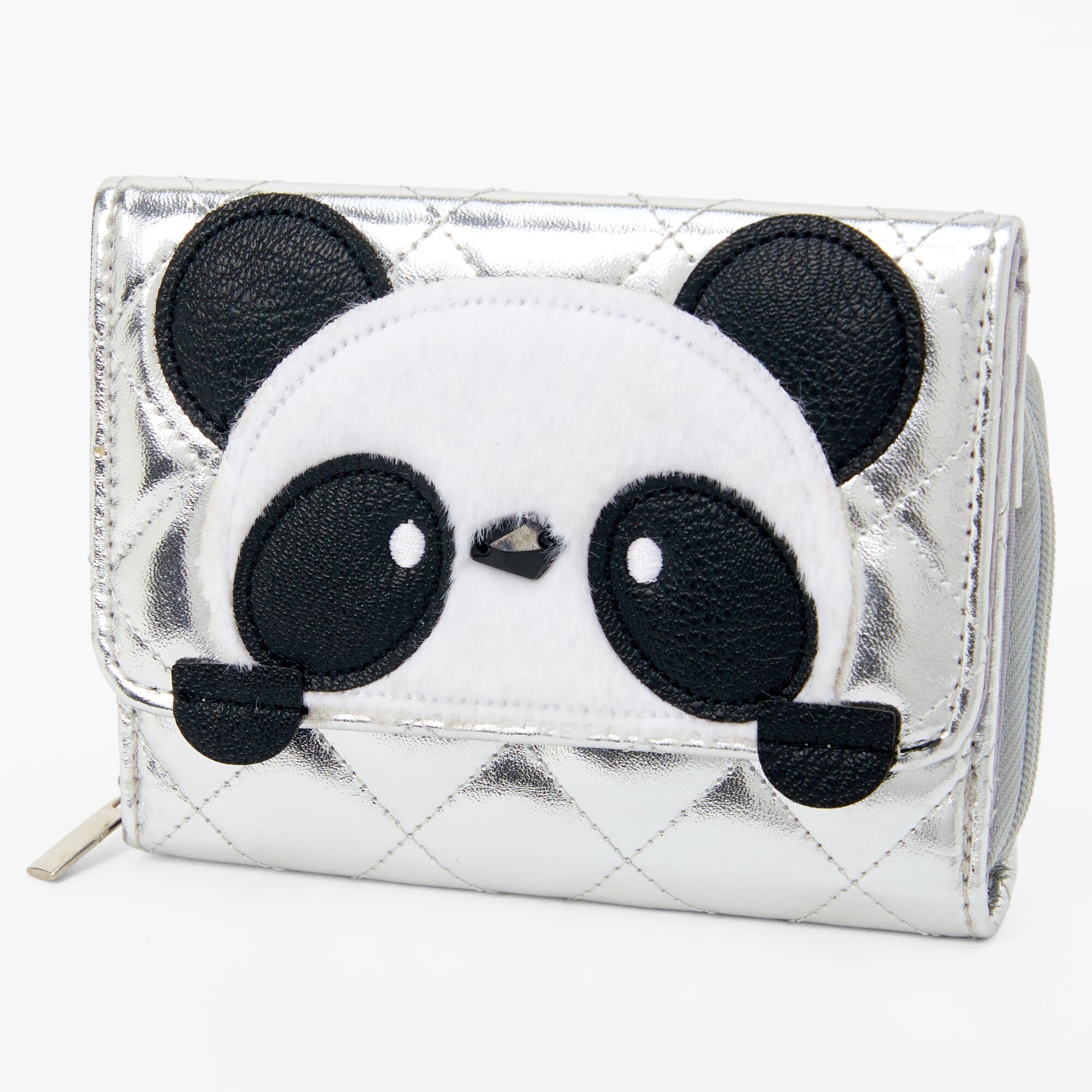 Claire's Porte-monnaie holographiques 3D panda - Couleur argentée