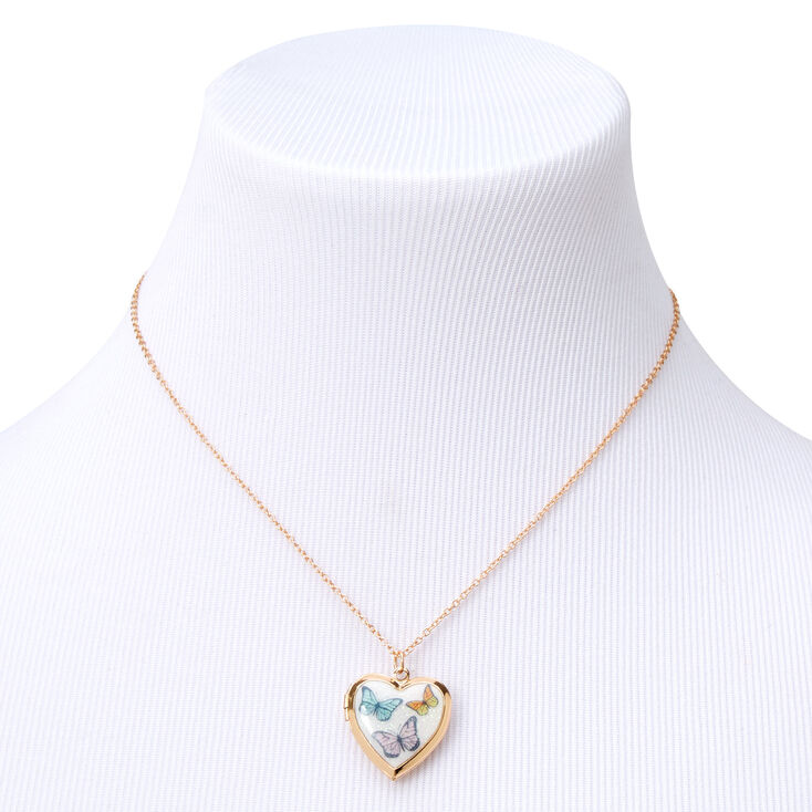 Gold Filled w/ Two Tone Butterfly Heart Locket