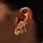 Gold-tone Chain, Crystal &amp; Dot Earring Stackables Set - 3 Pack,