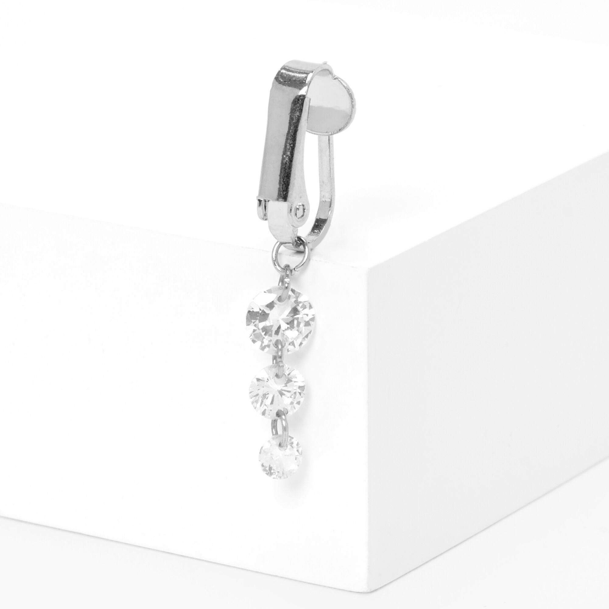 View Claires Crystal Trio Clip On Faux Belly Ring Silver information