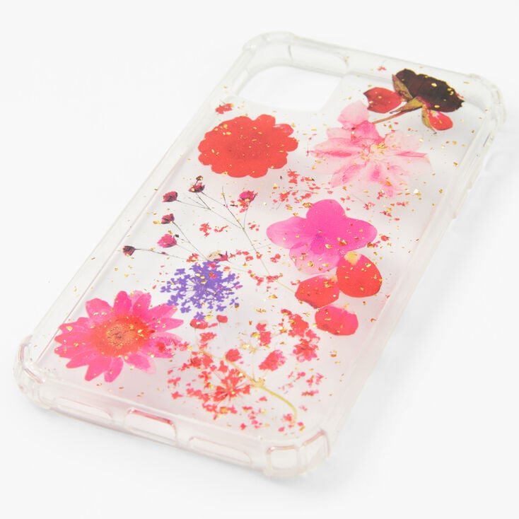 Clear Pressed Red Flower Phone Case - Fits iPhone 11,