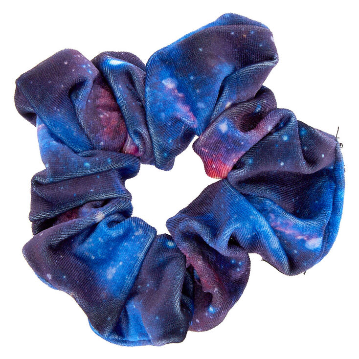 Claire's Grand chouchou bleu en velours motif espace