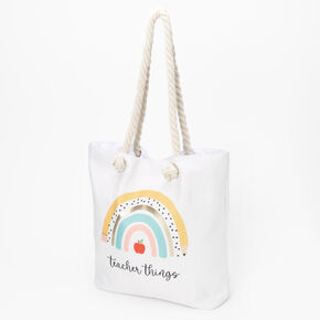 Teacher Things Rainbow Tote Bag,