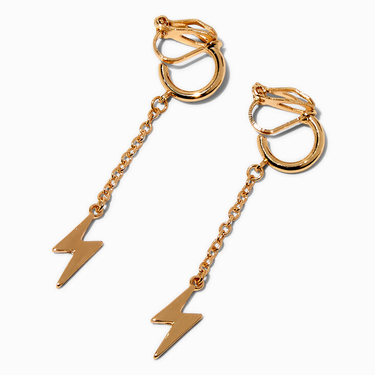 Gold-tone Lightning Linear Clip-On Drop Earrings,