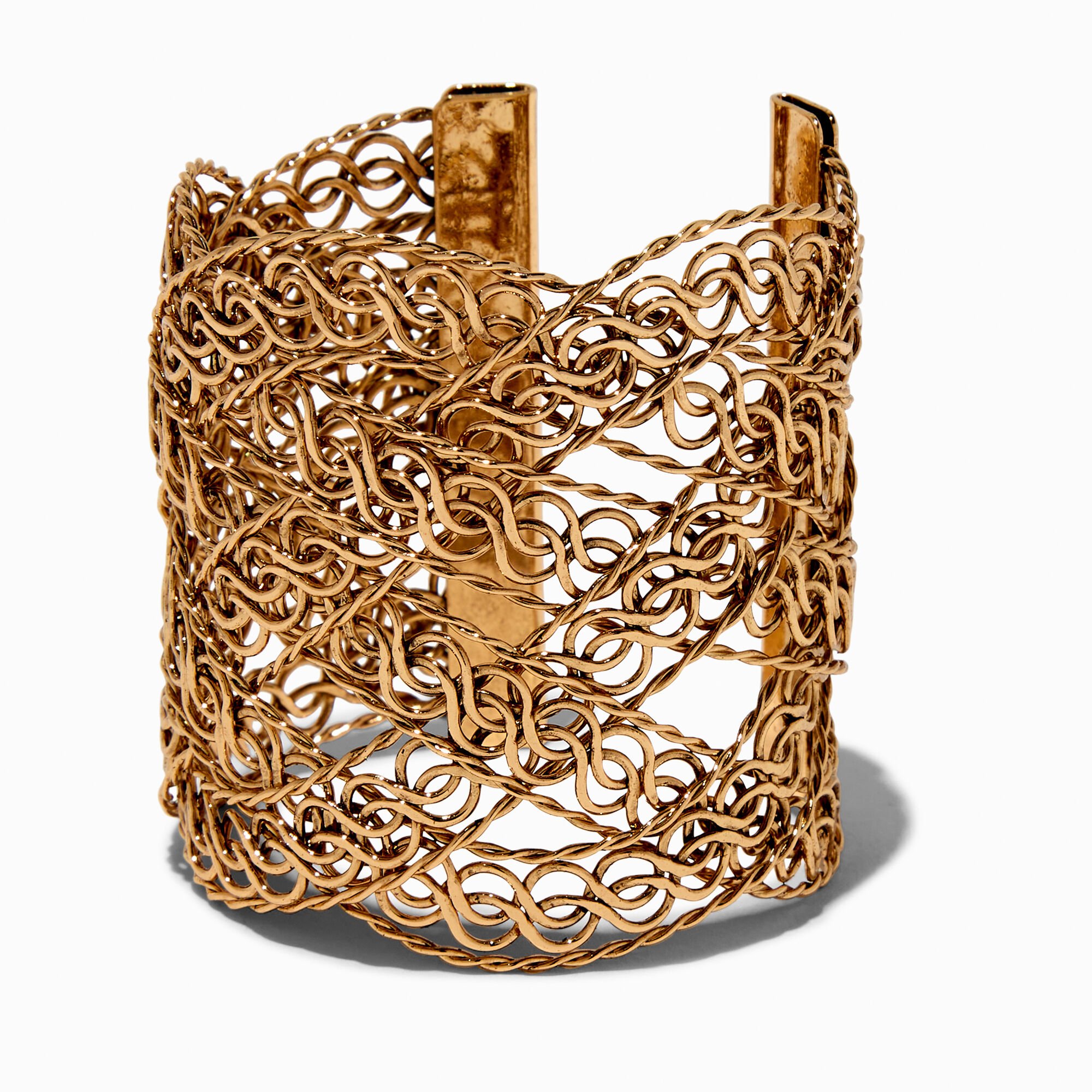 View Claires Tone Super Chunky Cutout Cuff Bracelet Gold information
